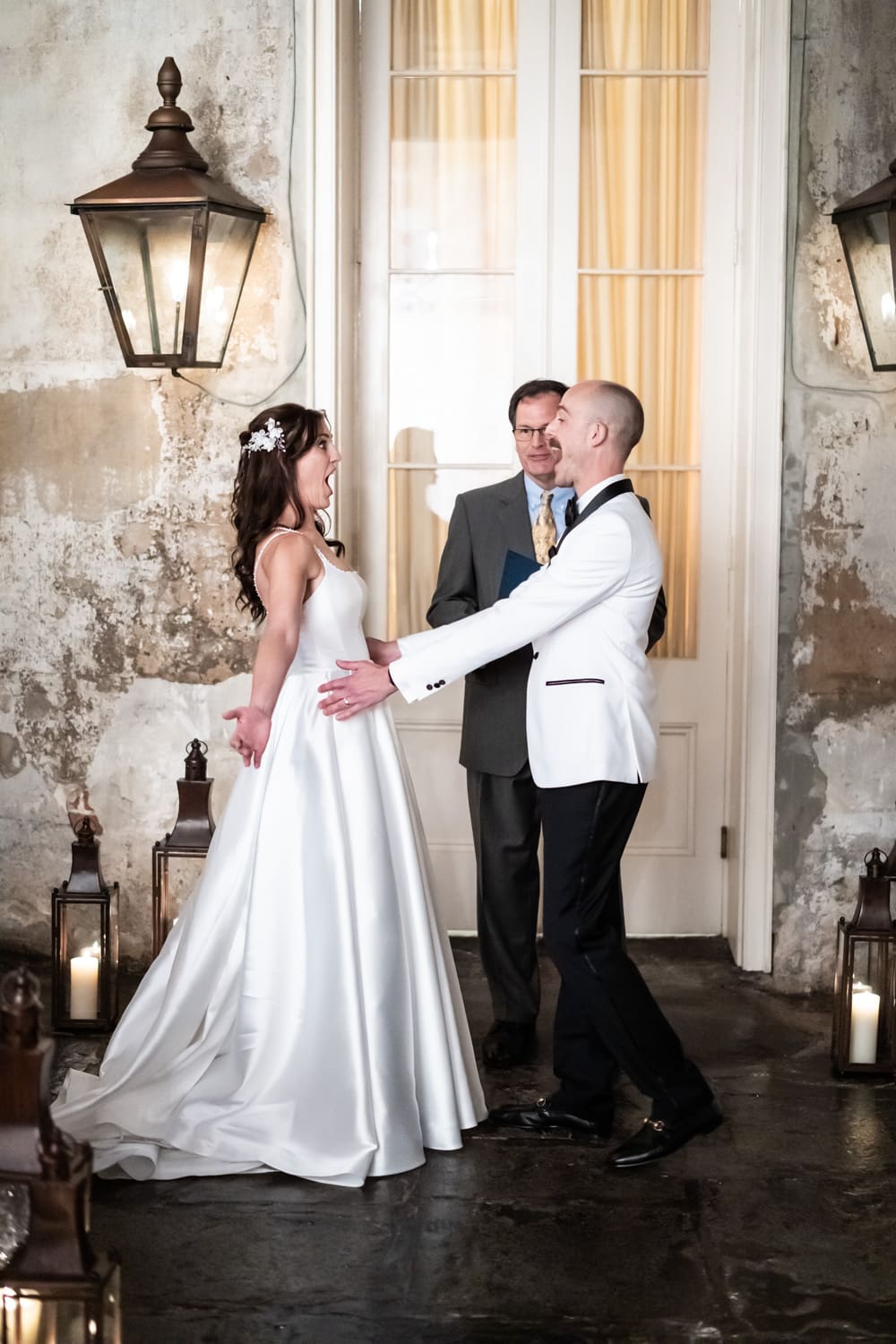 Bride and groom in wedding ceremony at Latrobe's on Royal