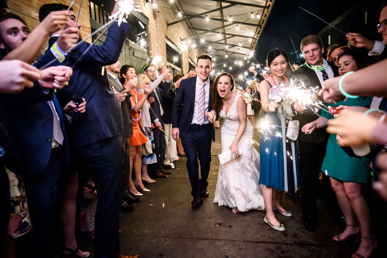 Sparkler send-off from wedding at Republic NOLA