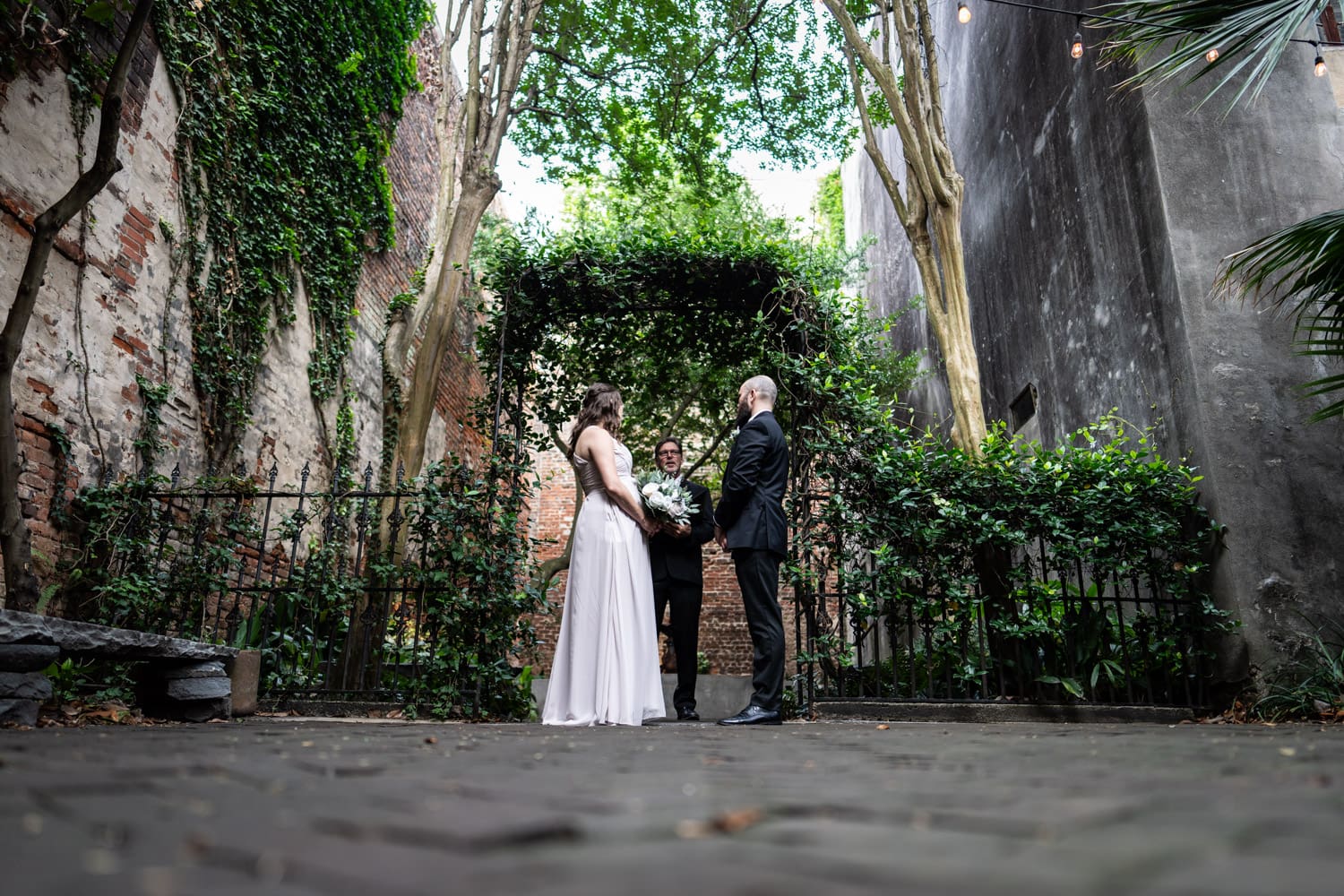 Couple eloping at the Pharmacy Museum in New Orleans