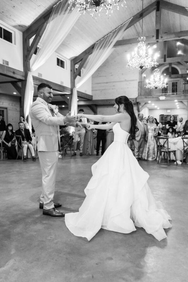 Bride and groom dancing