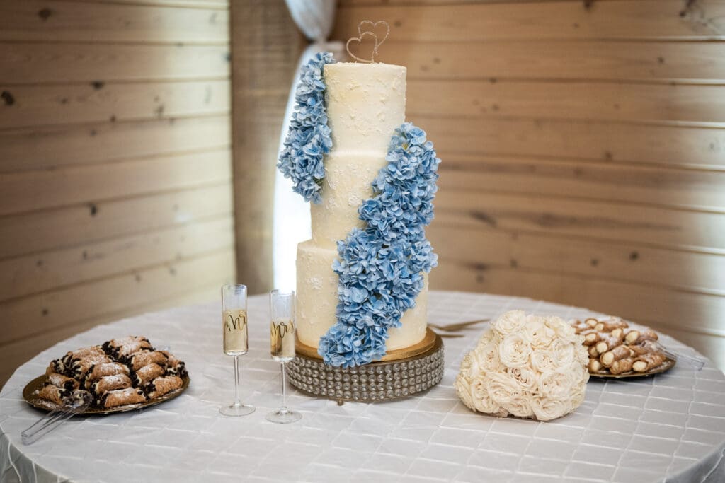 Priscilla Lewis wedding cake with cannolis