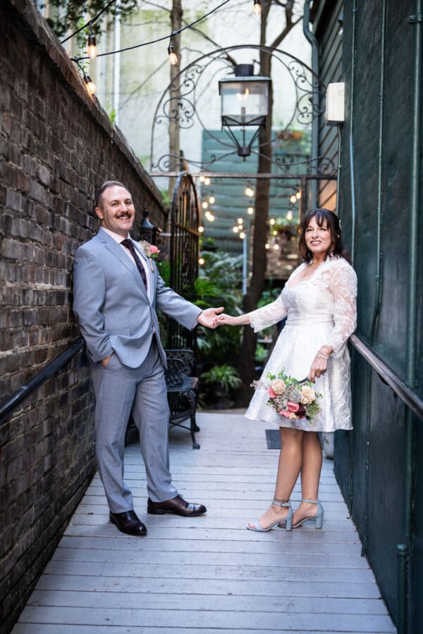 Portrait of bride and groom at Swoop-Duggins House