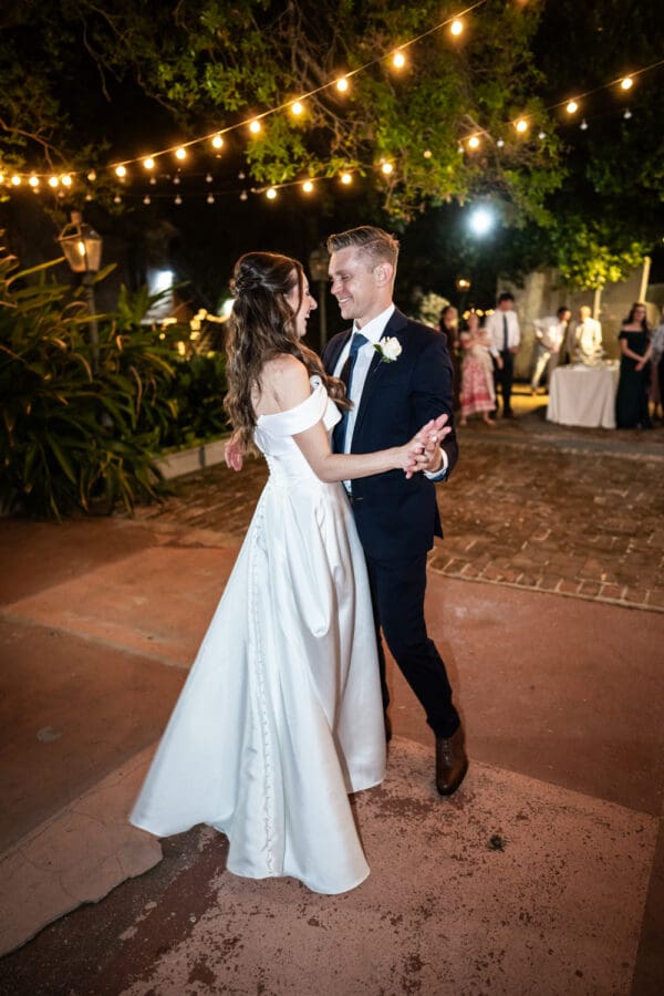 Bride and groom have first dance at Degas House wedding