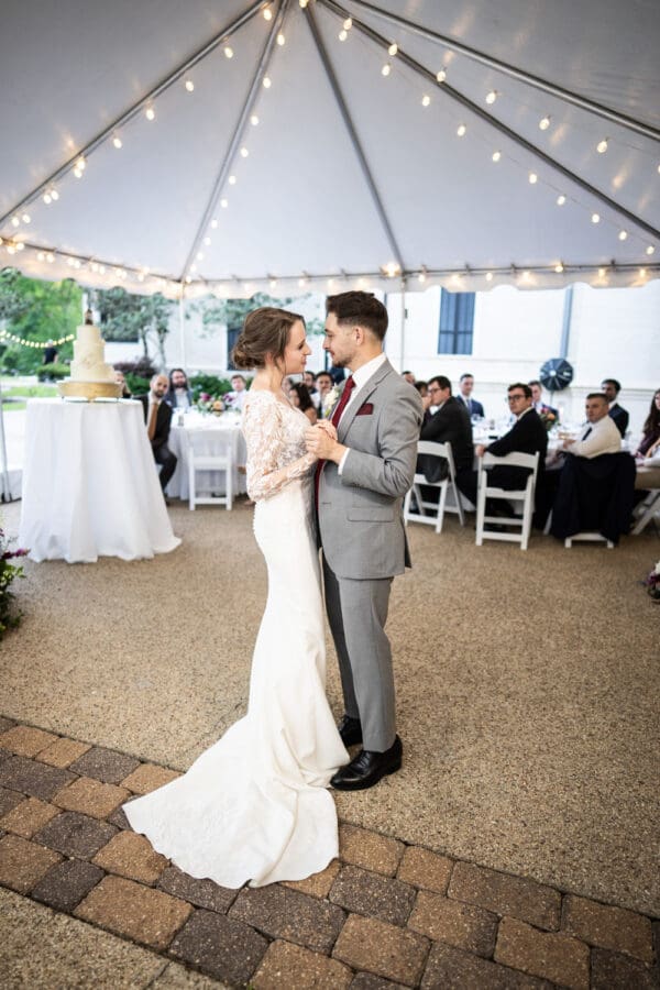 Bride and groom have first dance