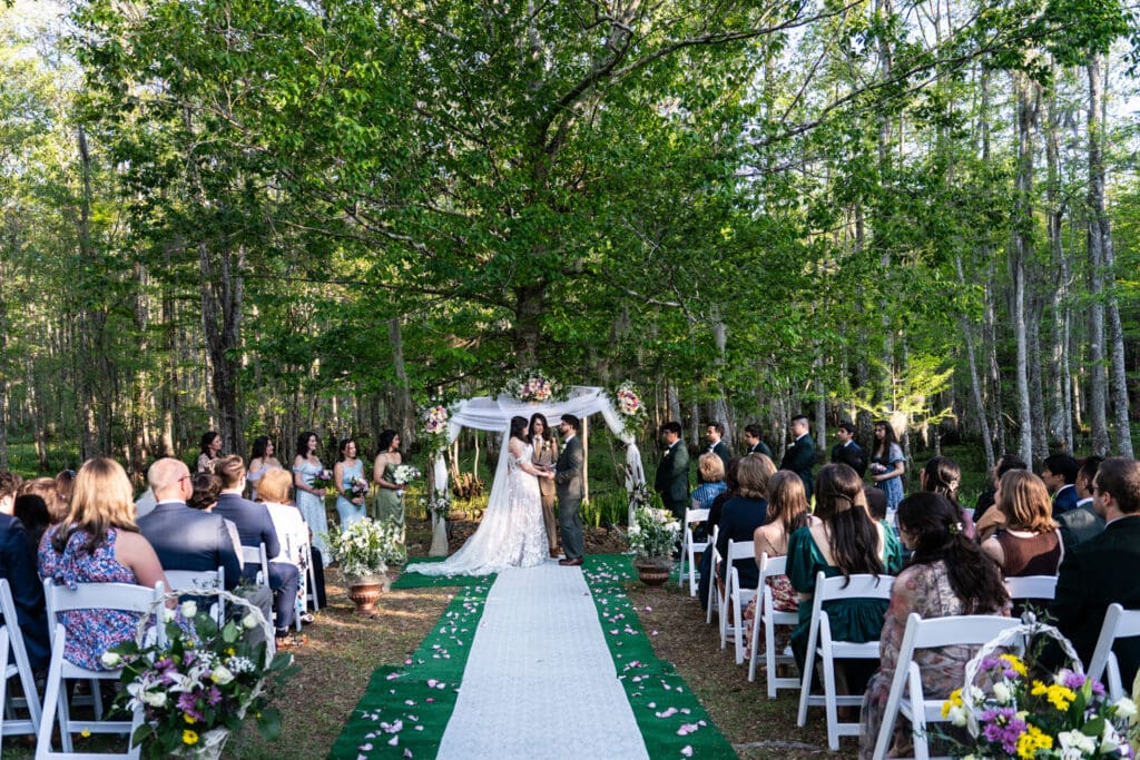 Outdoor Slidell wedding in front of swamp