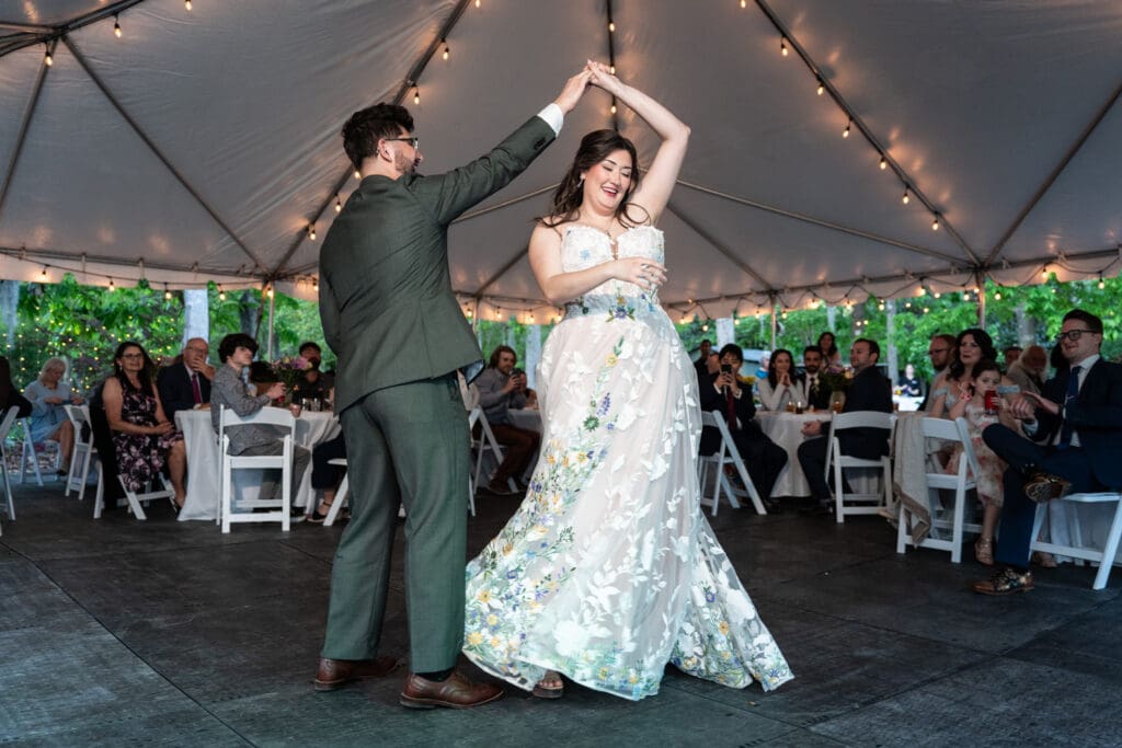Bride and groom have first dance