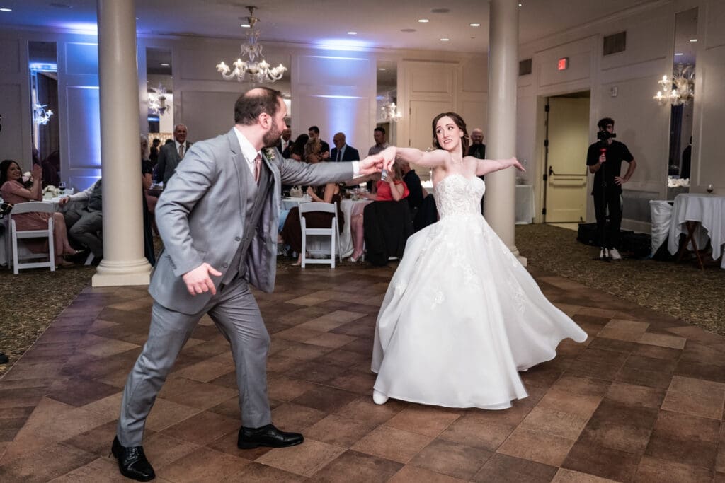 Bride and groom have their first dance