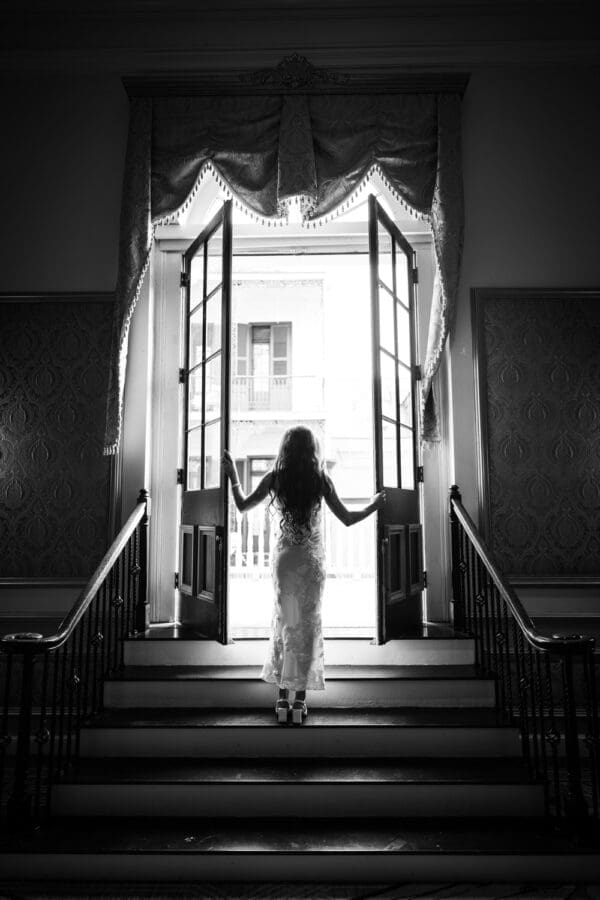 Bride standing in doorway