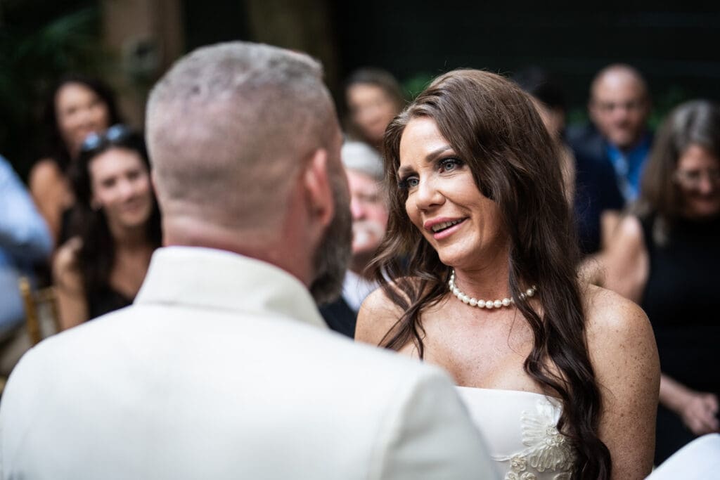 Closeup of bride during wedding ceremony