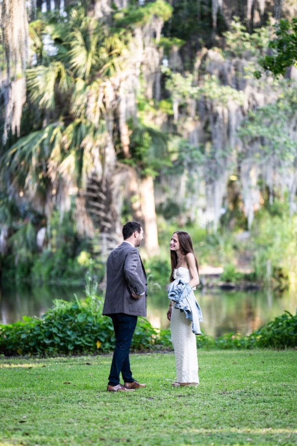 Man about to propose to girlfriend in park