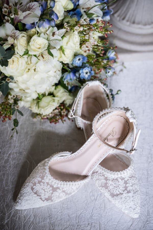 Wedding shoes and bouquet