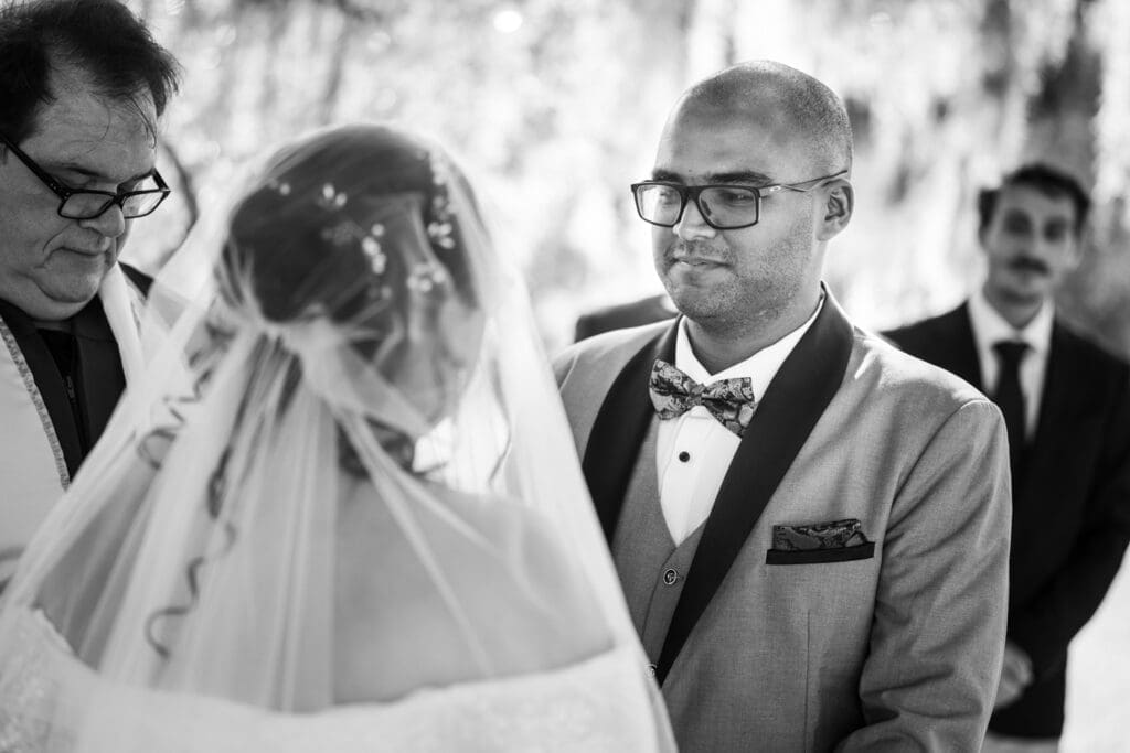 Couple exchanging vows