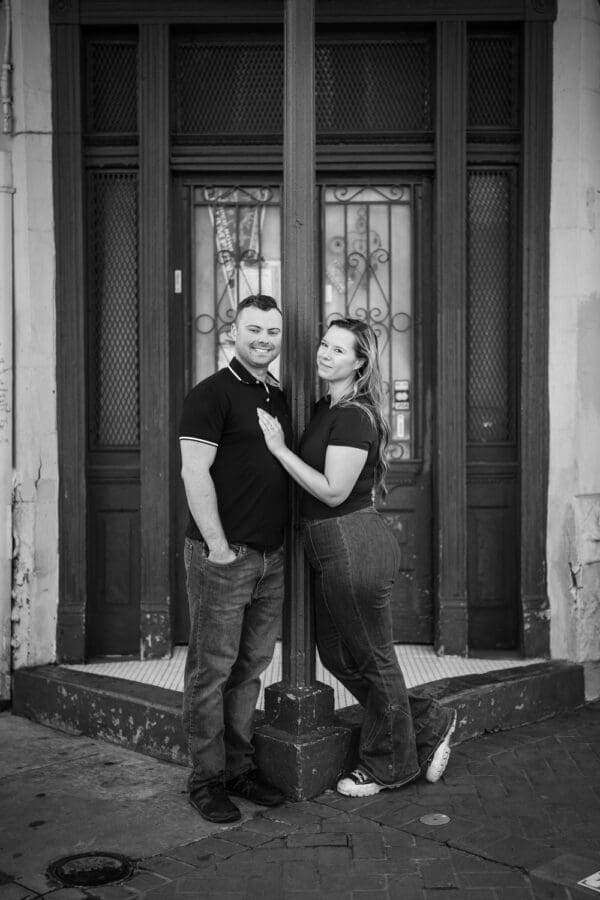 Couple in front of French Quarter doorway