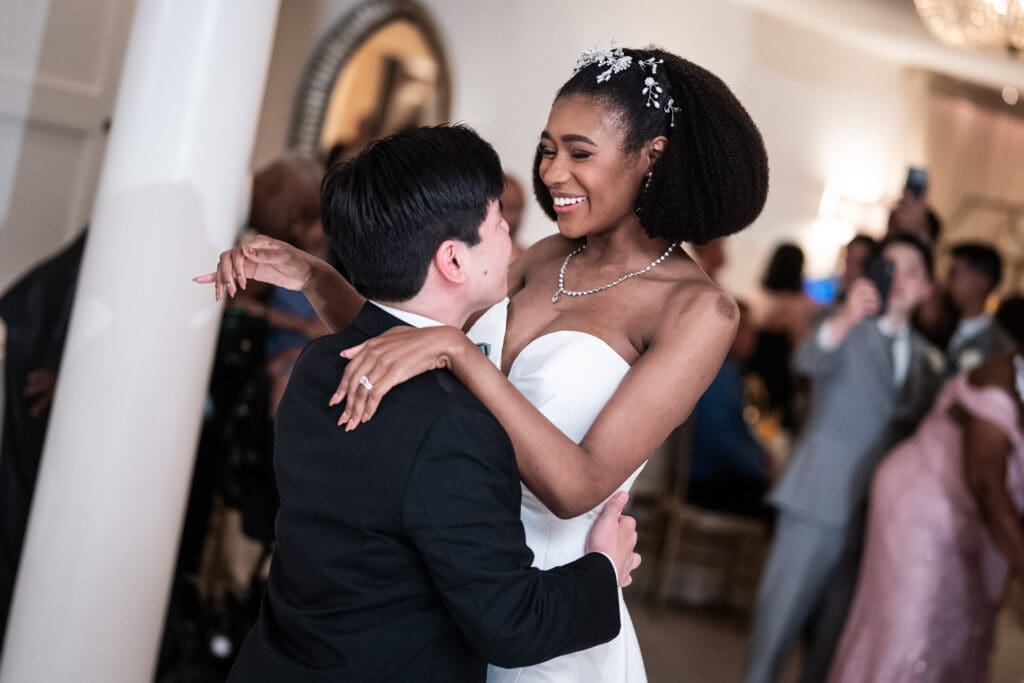Bride and groom have their first dance