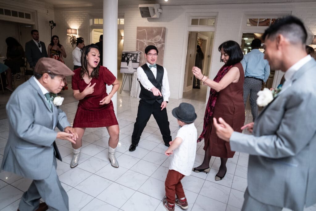 Groom and family on the dance floor