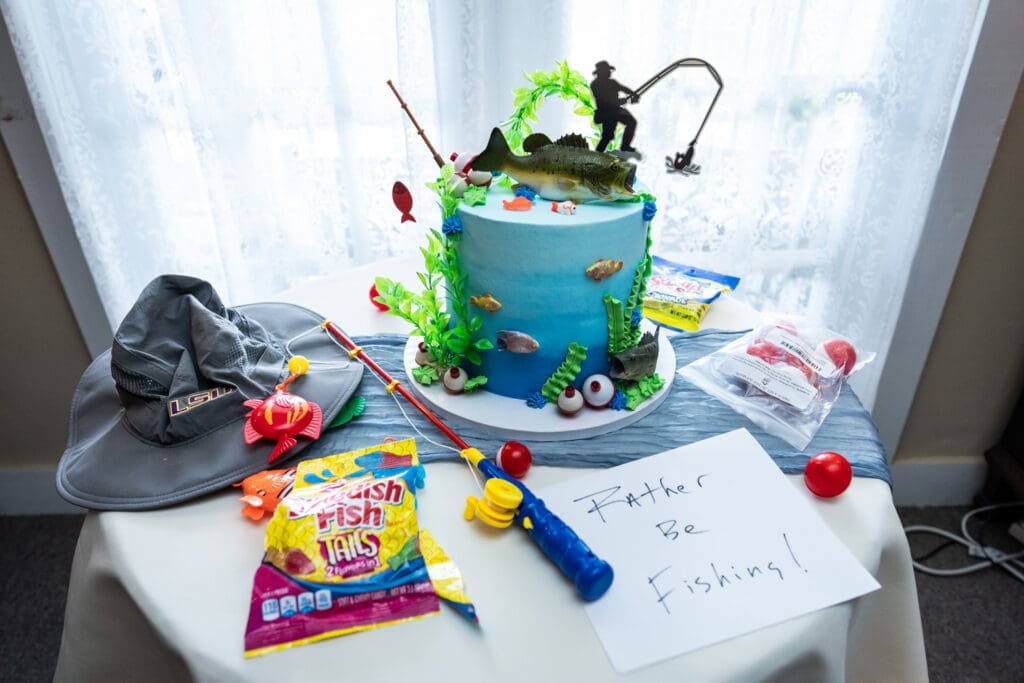 Gone fishing groom's cake