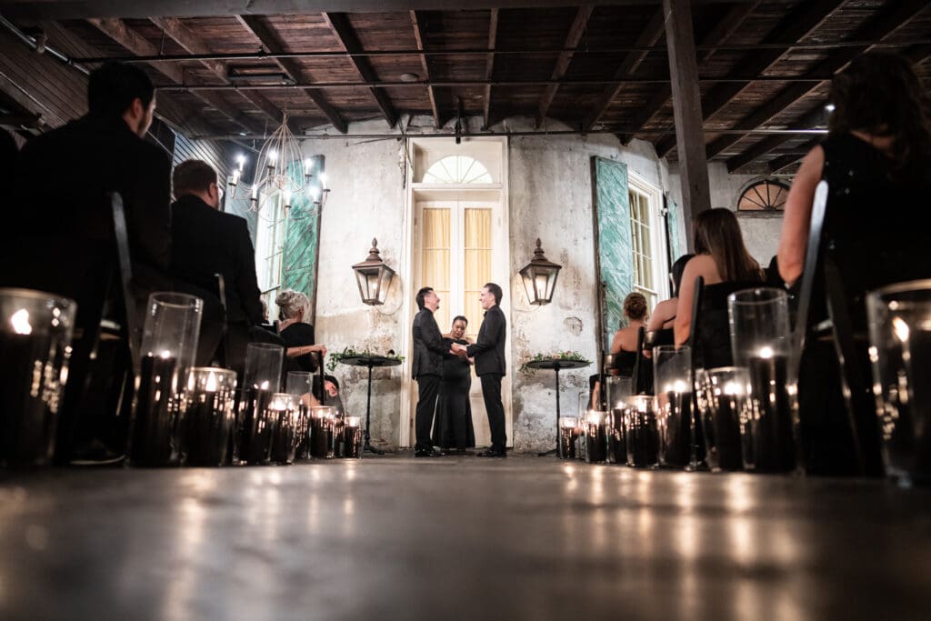 Candlelit wedding ceremony at Latrobes