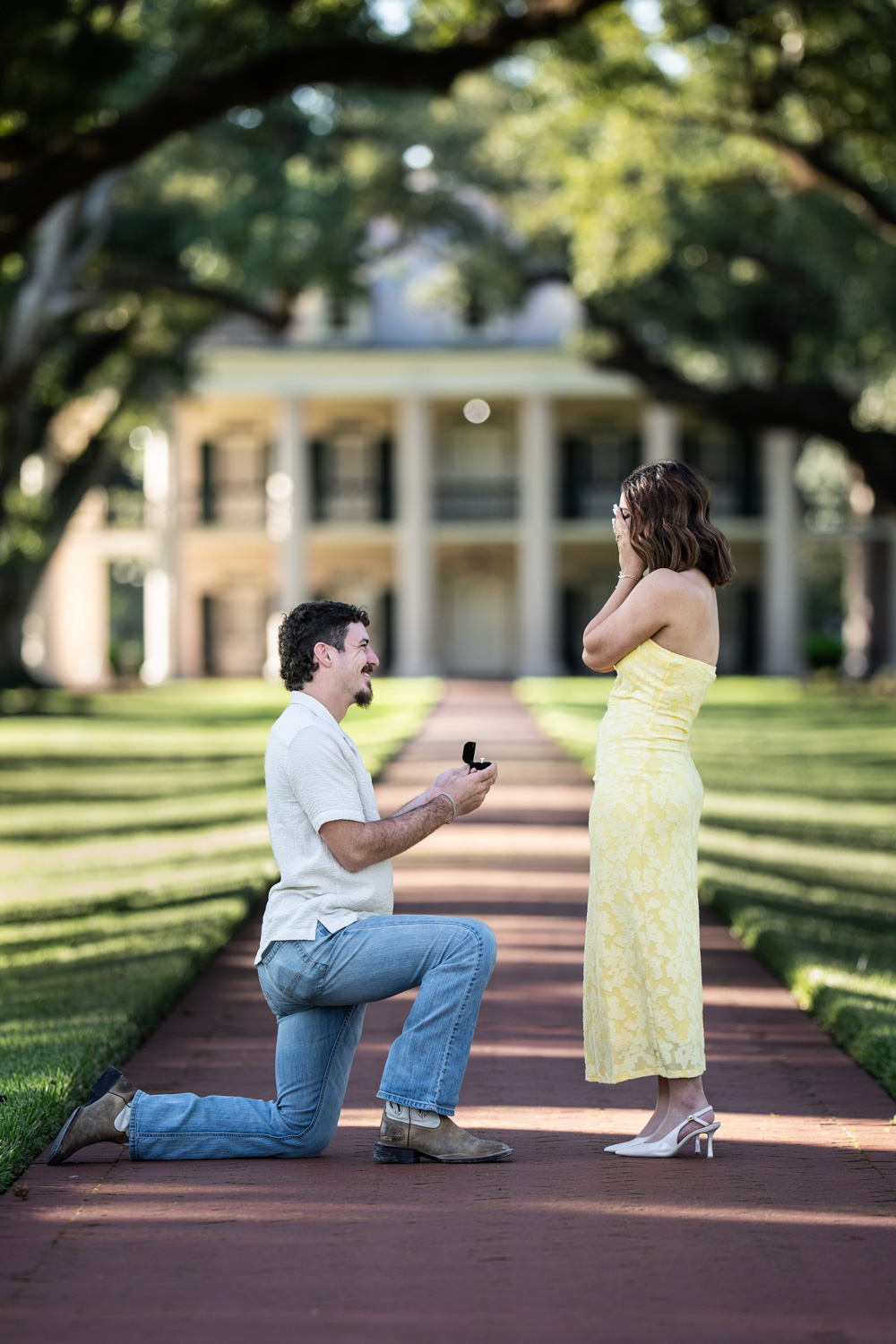 Man proposals to girlfriend at Oak Alley