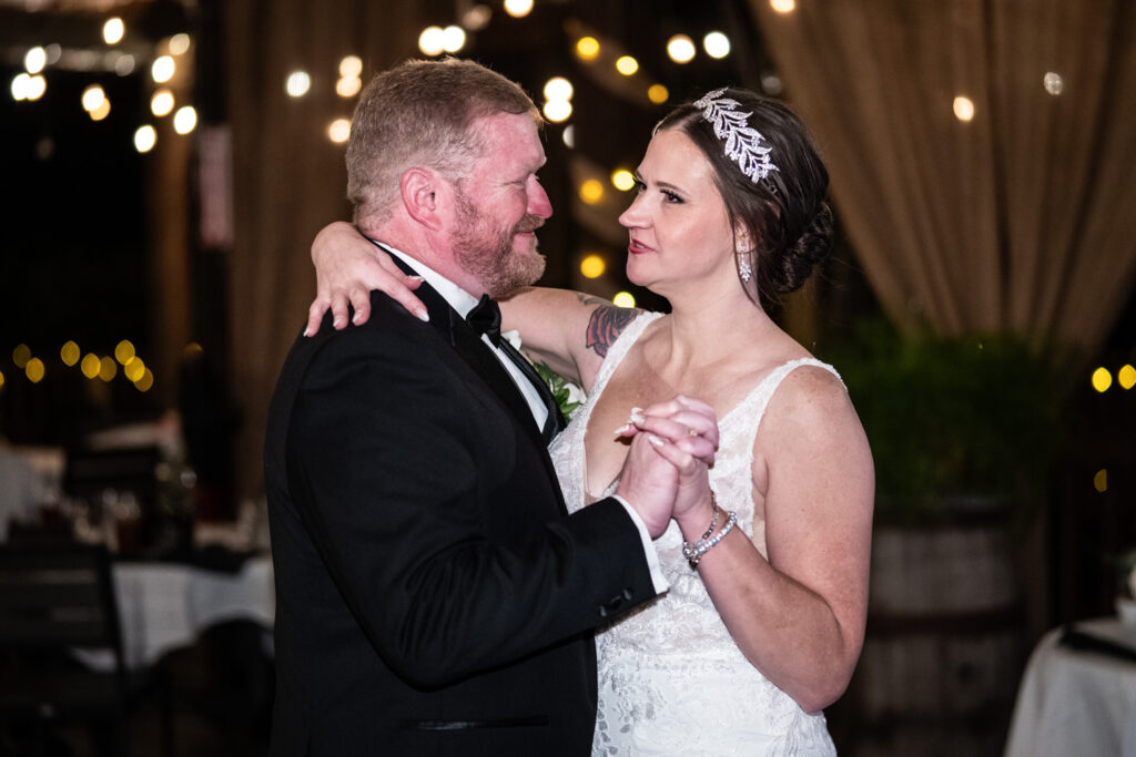 Bride and groom have their first dance