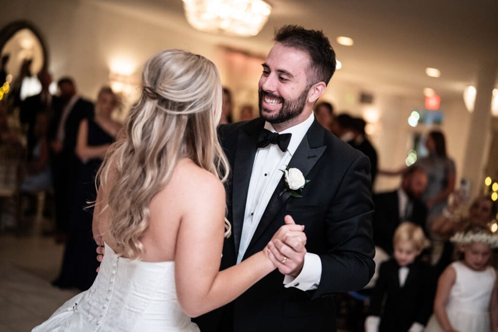 Bride and groom have their first dance