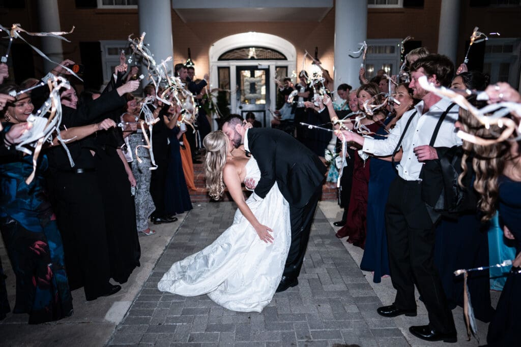 Ribbon wand send-off from wedding
